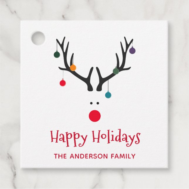 Happy Holidays lustige Weihnachtsreber weiß Geschenkanhänger (Vorderseite)