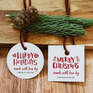 Happy Holidays Made with Liebe Square Tag Geschenkanhänger