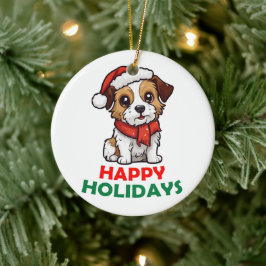 Happy Holidays Magic Dog Keramik Ornament