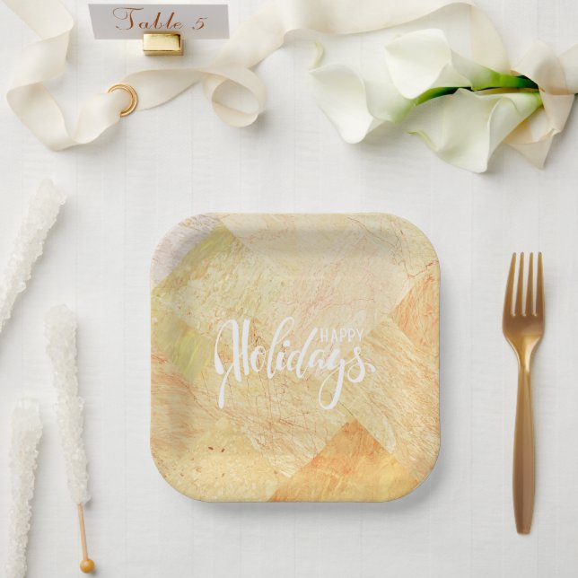 Happy Holidays Marbled Pappteller (Hochzeit)