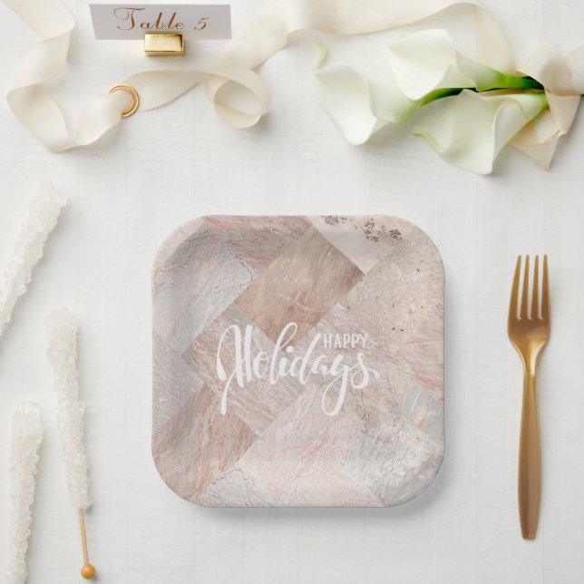 Happy Holidays Marbled Pappteller (Hochzeit)