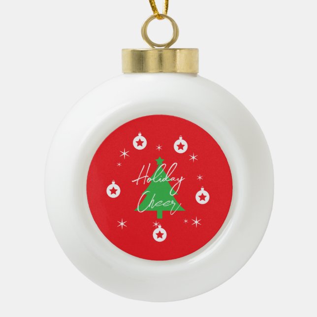 Happy Holidays Merry Christmas New Year Keramik Kugel-Ornament (Vorderseite)