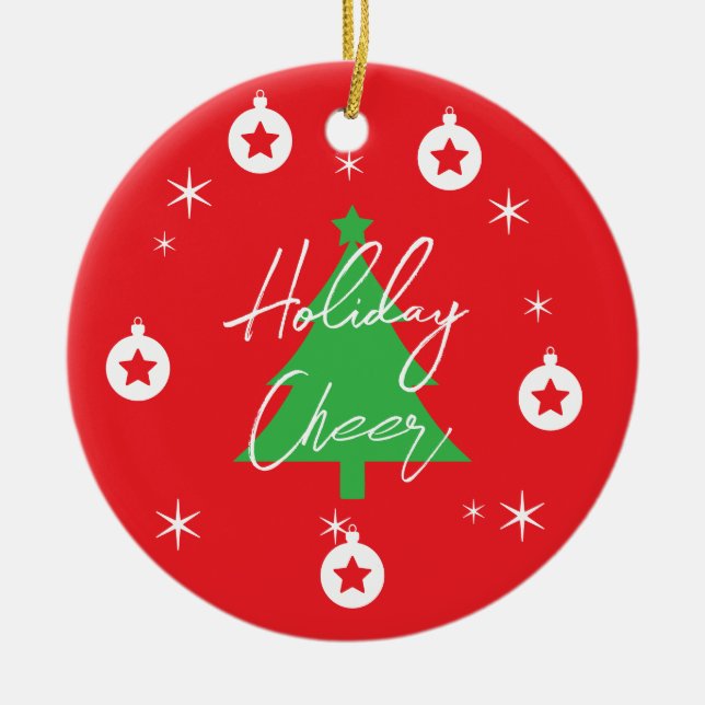 Happy Holidays Merry Christmas New Year Keramik Ornament (Vorne)