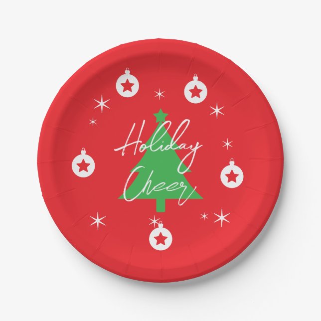 Happy Holidays Merry Christmas New Year Pappteller (Vorderseite)