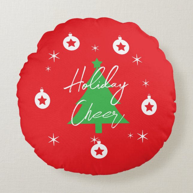 Happy Holidays Merry Christmas New Year Rundes Kissen (Vorderseite)