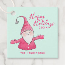 Happy Holidays Mint grün und rosa Gnome Weihnachte