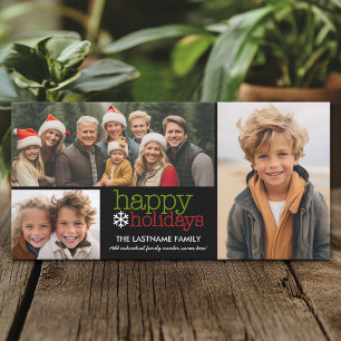 Happy Holidays mit 3 Foto Collage Feiertagskarte
