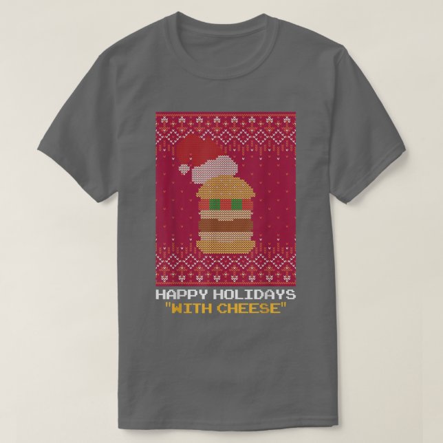 Happy Holidays mit Cheese Ugly Christmas Sweater T-Shirt (Design vorne)