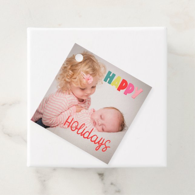 Happy Holidays mit Foto Weihnachtsgrüße Geschenkanhänger (Beispiel)