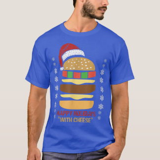 Happy Holidays Mit Käse Weihnachtsmannmütze Weihna T-Shirt