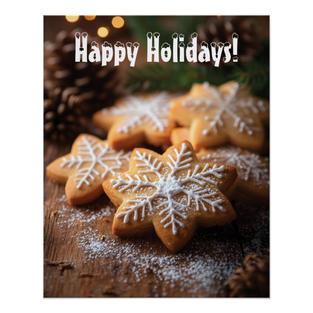 Happy Holidays mit schneeflockenartigen Cookies Poster (Vorderseite)