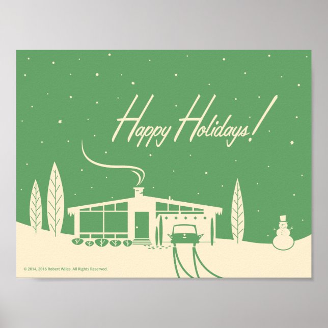 Happy Holidays Mitten im Grünen Poster (Vorne)