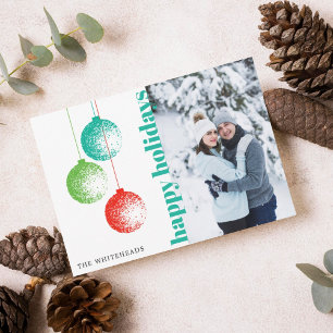 Happy Holidays Modern Ornament Design Foto Feiertagskarte