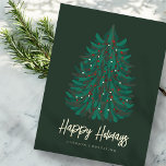 Happy Holidays Modern Simple Christmas Tree Feiertagspostkarte<br><div class="desc">Ihr Firmenlogo kann hinten hinzugefügt werden. Ändern Sie die Urlaubsnachricht,  den Firmennamen oder den Firmennamen. Abrufbar unter: http://www.zazzle.com/selectpartysupplies</div>
