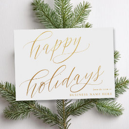 Happy Holidays Moderne Elegante Gold Script Busine Feiertagskarte