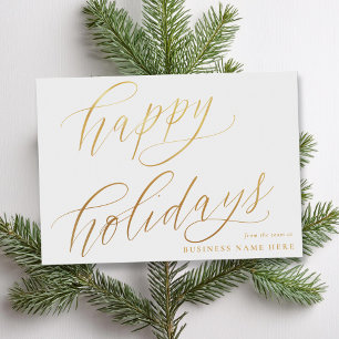 Happy Holidays Moderne Elegante Gold Script Busine Feiertagskarte