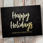 Happy Holidays Moderne Elegante Schwarze Damaskus Folien Feiertagspostkarte<br><div class="desc">Ihr Firmenlogo kann hinten hinzugefügt werden. Ändern Sie die Urlaubsnachricht,  den Firmennamen oder den Firmennamen. Abrufbar unter: http://www.zazzle.com/selectpartysupplies</div>