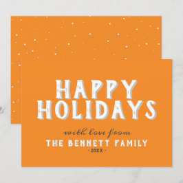 Happy Holidays Moderne orange weiße Typografie Karte