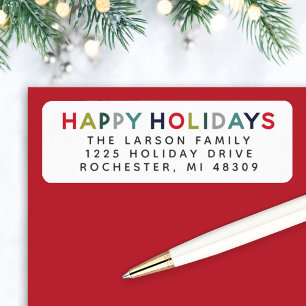 Happy Holidays Moderne Rainbow Rücksendeadresse