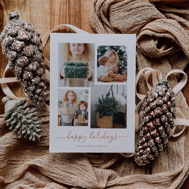 Happy Holidays | Moderne vier FotoCollage Feiertagskarte (A modern photo collage for your holiday greetings)