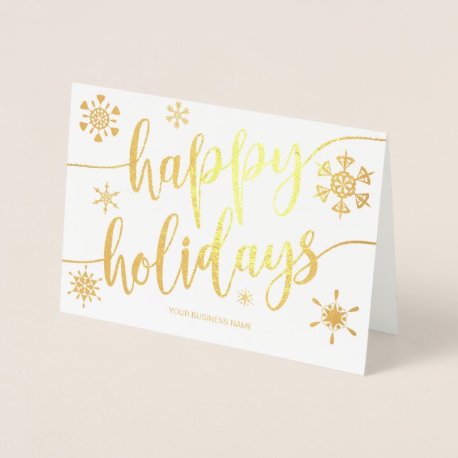 Happy Holidays Modernes Drehbuch Snowflake Corpora Folienkarte (Vorderseite)