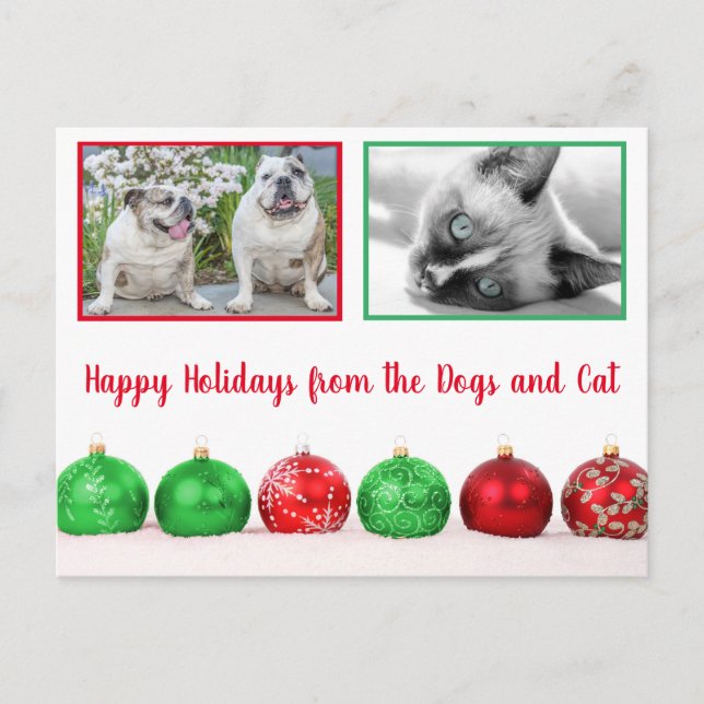Happy Holidays Modernes Foto für Haustiere Postkarte (Vorderseite)
