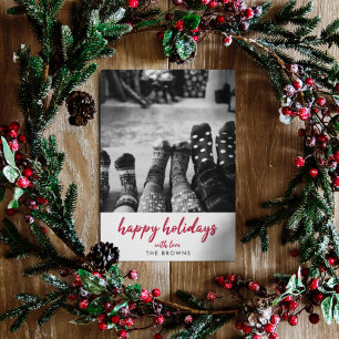 Happy Holidays   Modernes Minimalistisches Rotes W Feiertagskarte