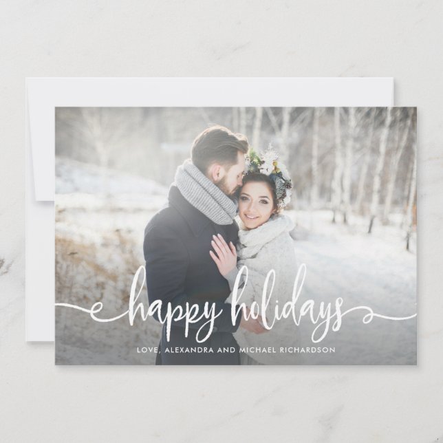Happy Holidays | Modernes rustikales Foto Feiertagskarte (Vorderseite)