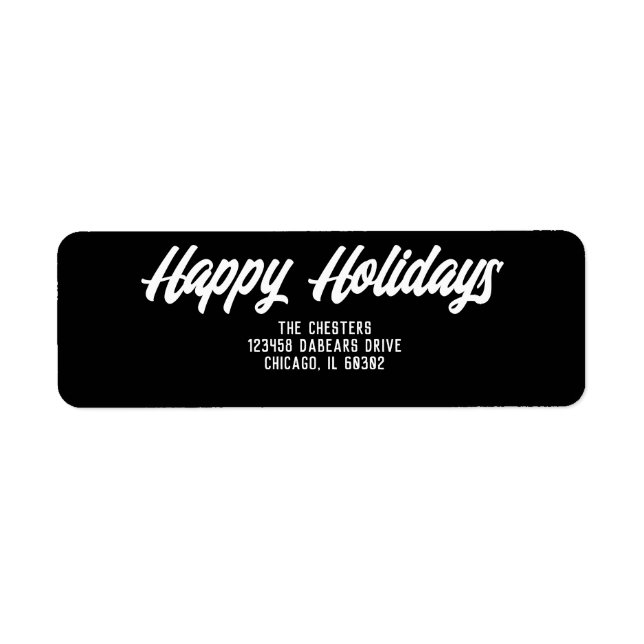 Happy Holidays Modernes Script Classic Black Retur (Vorne)