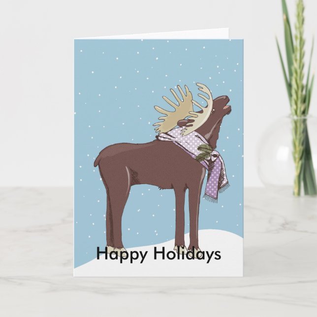 Happy Holidays Moose Feiertagskarte (Vorderseite)