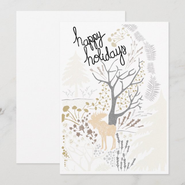 Happy Holidays Moose Holiday Card Feiertagskarte (Vorne/Hinten)