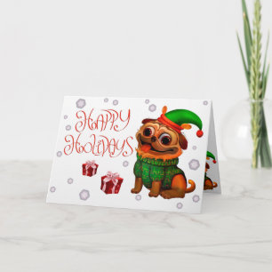 Happy Holidays - Mops Weihnachtskarte Feiertagskarte