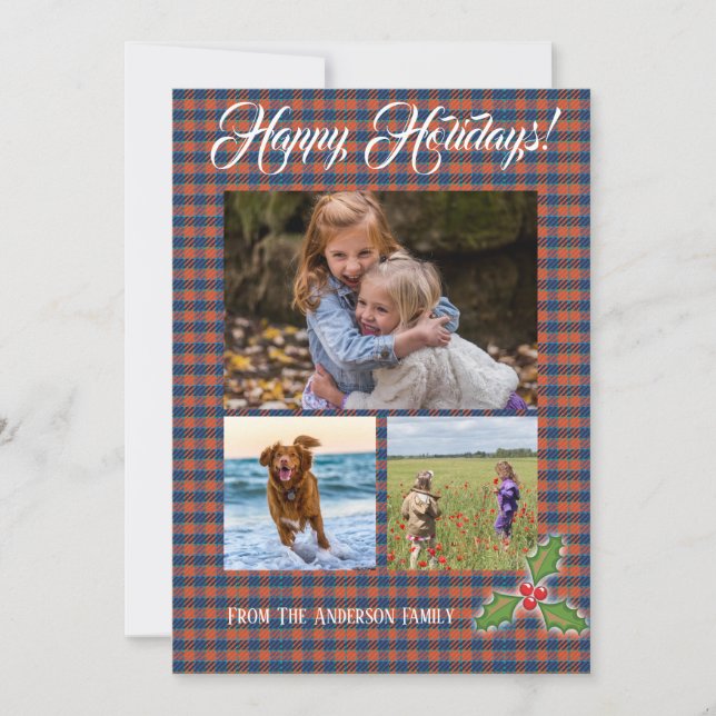 Happy Holidays multi photo carte de voeux Plaid (Devant)