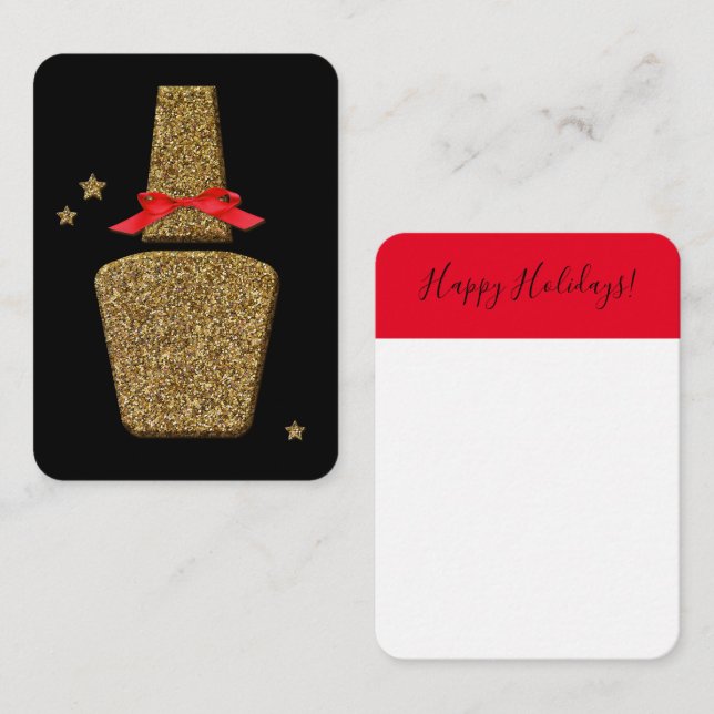 Happy Holidays Nail SALON - Ihr Logo + Text Hinwei Mitteilungskarte (Vorne/Hinten)