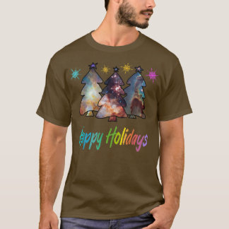 Happy Holidays NASA Nebulas Stars Galay Weihnachte T-Shirt