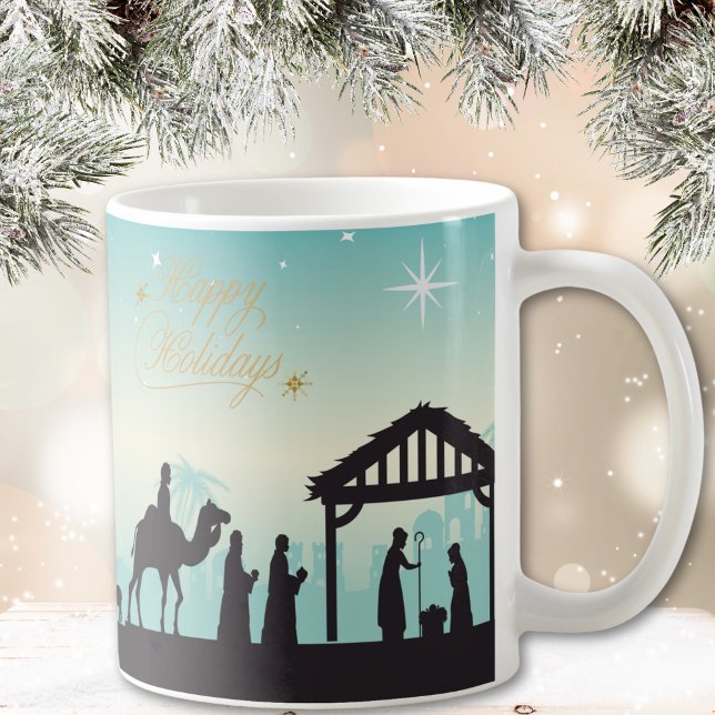 Happy Holidays Nativity Manager Scene Kaffeetasse (Von Creator hochgeladen)