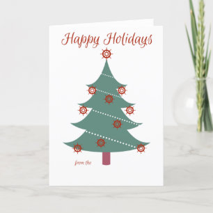 Happy Holidays - Nautical Whale & Lighthouse Feiertagskarte