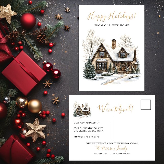 Happy Holidays Neue Zuhause Moving Ankündigungspostkarte (Von Creator hochgeladen)