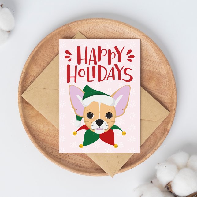Happy Holidays - Niedlich Chihuahua Weihnachten Postkarte (Von Creator hochgeladen)
