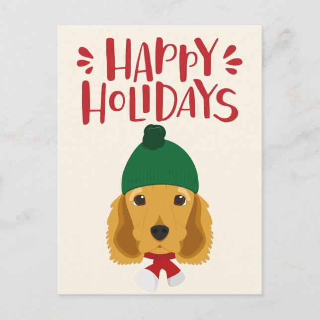 Happy Holidays - Niedlich Cocker Spaniel Weihnacht Postkarte (Vorderseite)