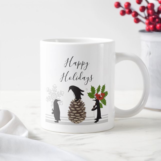 Happy Holidays Niedlich Funny Christmas Penguin Jumbo-Tasse (Von Creator hochgeladen)