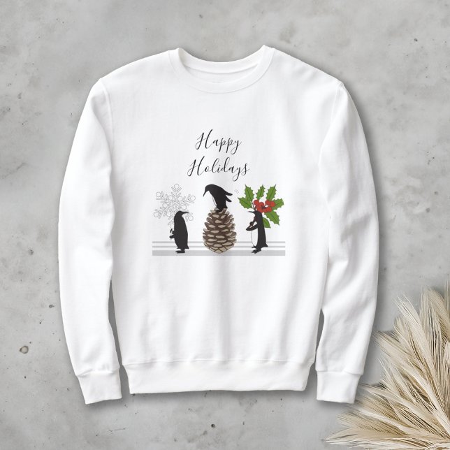 Happy Holidays Niedlich Funny Christmas Penguin Sweatshirt (Von Creator hochgeladen)