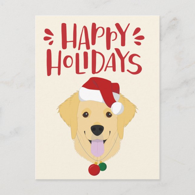 Happy Holidays - Niedlich Golden Retriever Weihnac Postkarte (Vorderseite)