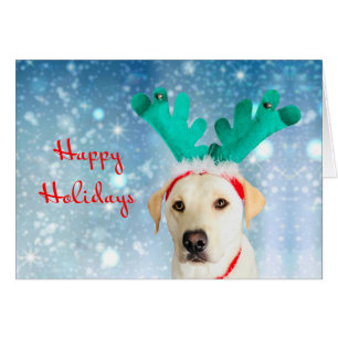 Happy Holidays Niedlich Hunde Rentiere Antlers Fes