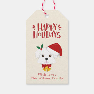 Happy Holidays - Niedlich maltesischer Hund Weihna Geschenkanhänger