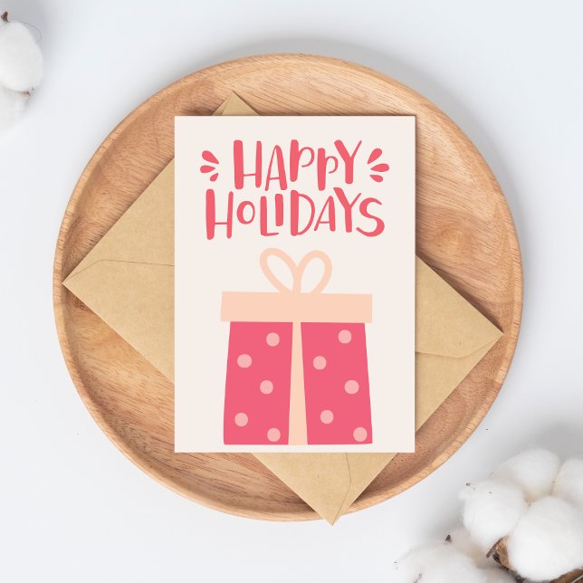 Happy Holidays - Niedlich Retro Weihnachten Postkarte (Von Creator hochgeladen)