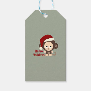 Happy Holidays Niedlich Santa Monkey Geschenkanhänger