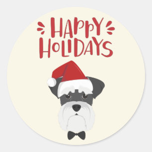 Happy Holidays - Niedlich Schnauzer Weihnachten Runder Aufkleber