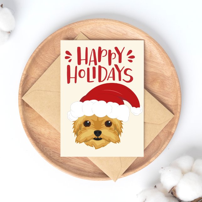 Happy Holidays - Niedliche Yorkshire Terrier Weihn Postkarte (Von Creator hochgeladen)