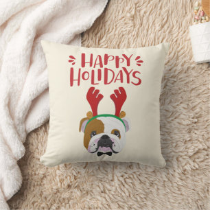 Happy Holidays - Niedlicher englischer Bulldog - W Kissen